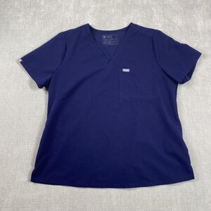 FIGS Scrub Top Shirt Catarina Womens XL Navy Technical Collection V Neck Pocket